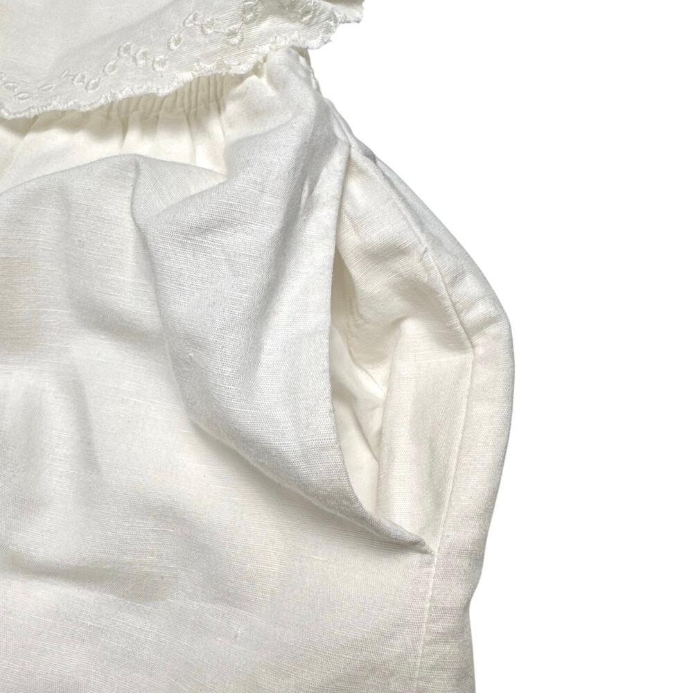 Madewell | Women | White Linen Blend Crossback Eyelet Spring Mini Dress | Size 2 - Picture 12 of 14